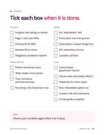 Book 1, page 76: Tick each box when it is done.