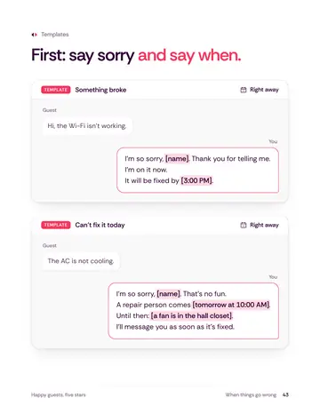 Book 3, page 43: First: say sorry and say when.