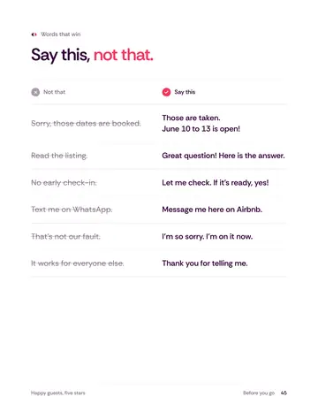 Book 3, page 45: Say this, not that.
